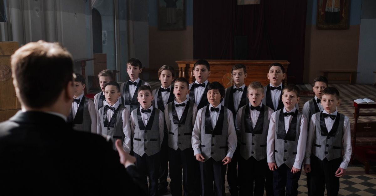 Church choir performing in concert
