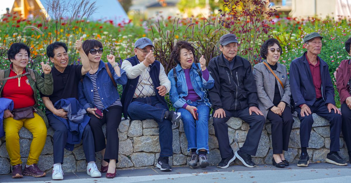 Senior travelers on a group day trip