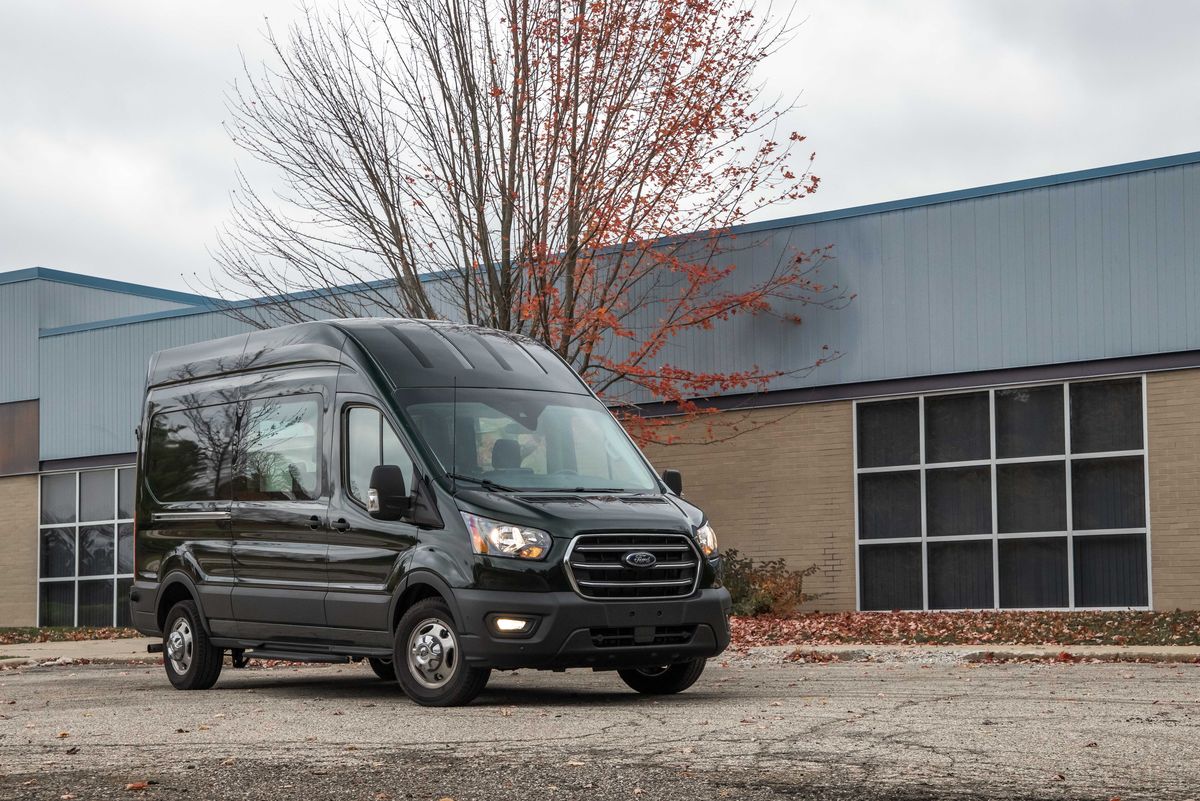 Church transit van for narrow-street work site access during mission trip